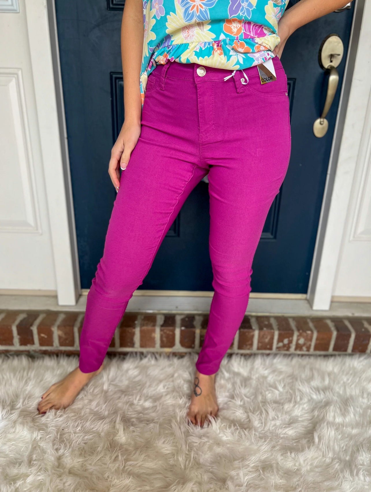 Hyperstretch Skinny Jeans- Berry