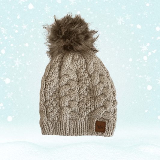 Beige Cable Knit Beanie