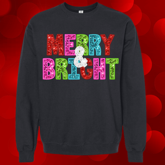 Merry&Bright Faux Sequins Crew